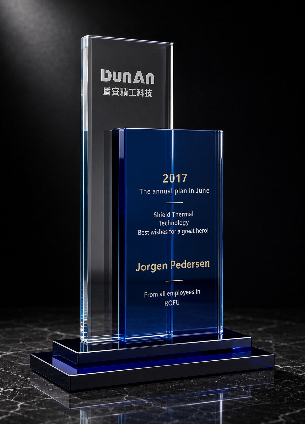 Twin Column Crystal Award - custom crystal awards with your logo